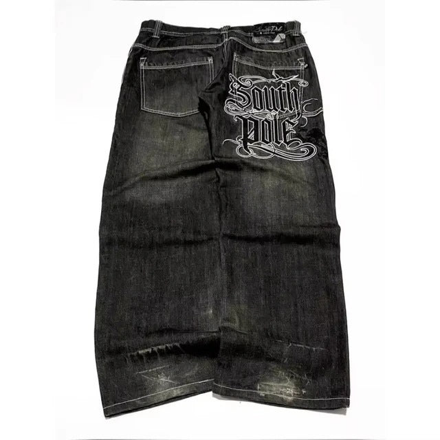 Vintage Letter-Embroidered Loose Jeans - photo 5