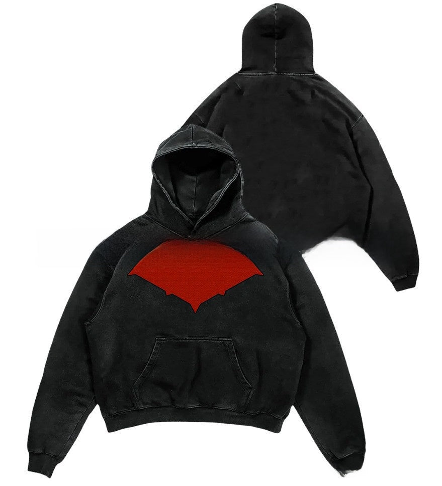 Digital Print Hooded Long-Sleeve Top