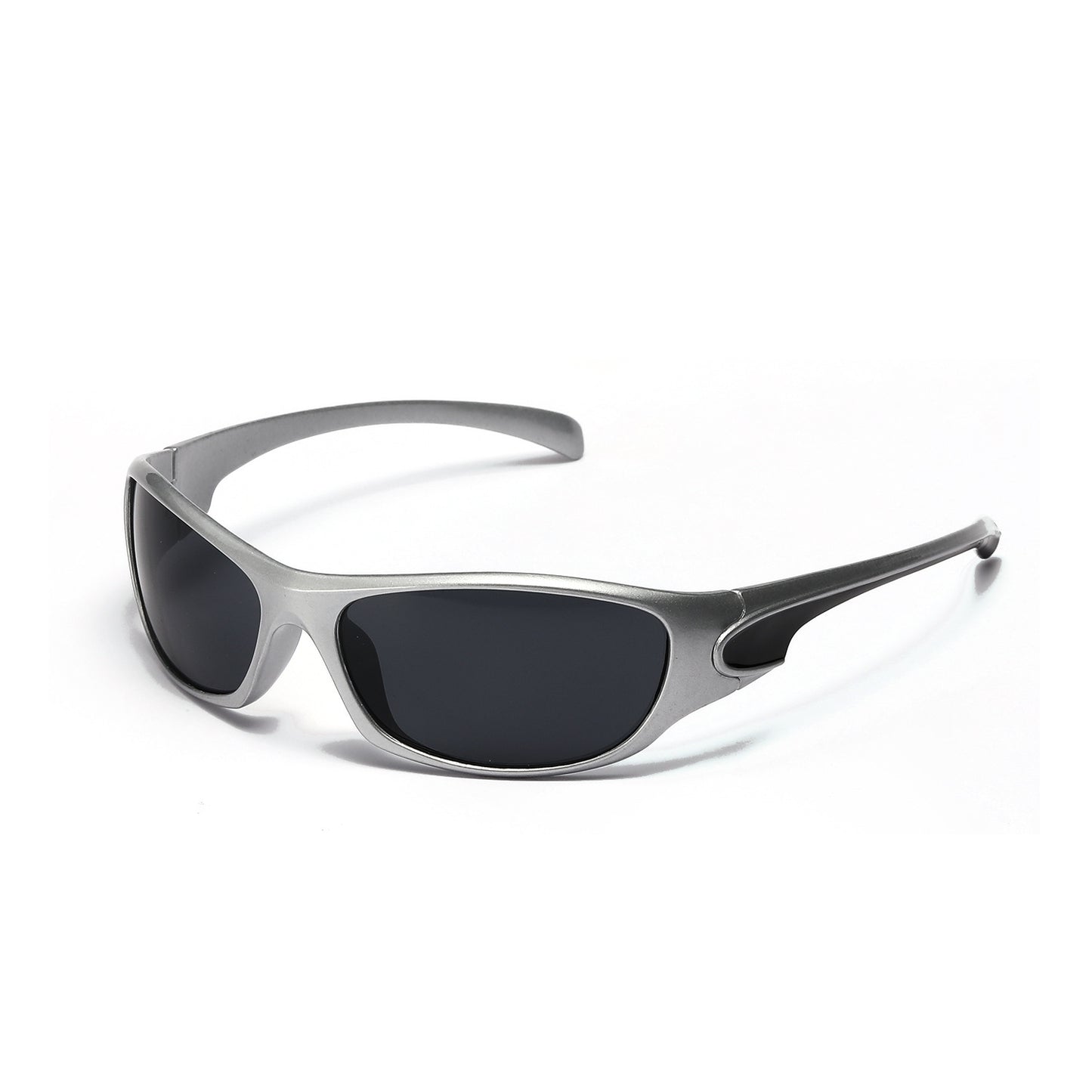 Erabyte Y2K Punk Street Style UV Protection Sunglasses with sleek silver frame and dark lenses. Stylish and protective design
