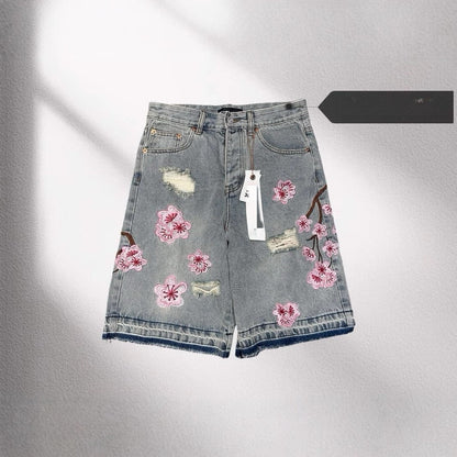 Men's Cherry Blossom Denim Shorts