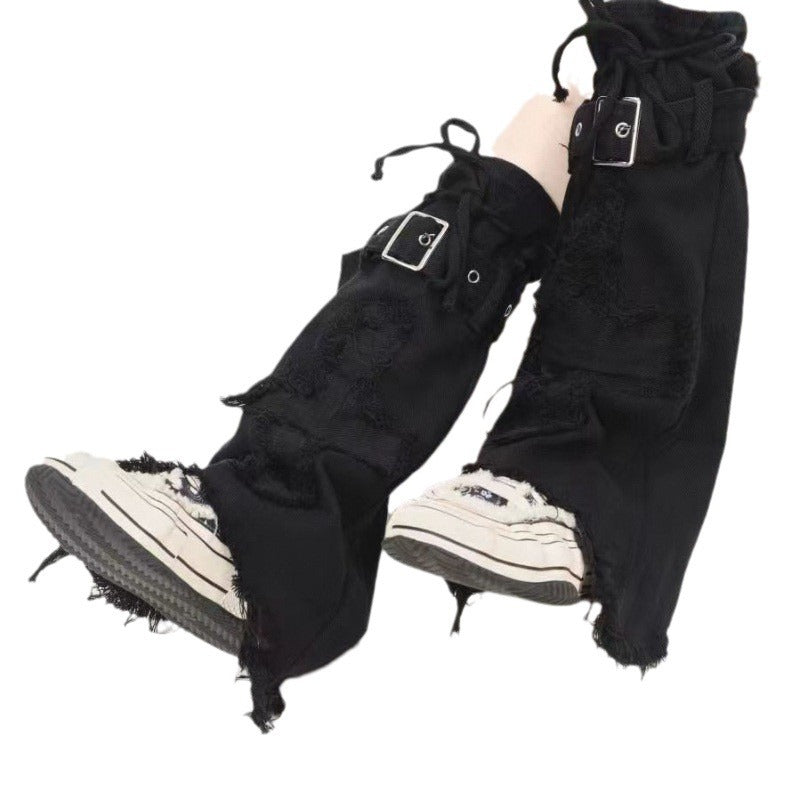Y2K Cross-Print Denim Leg Covers - photo 5