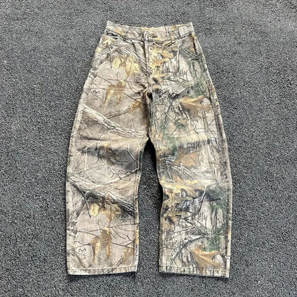 Washed Camo Denim Pants
