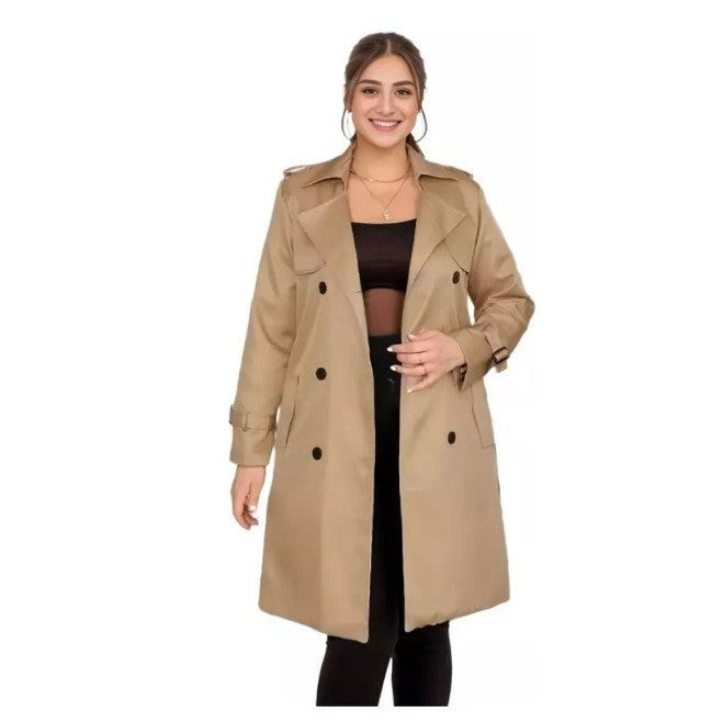 Women's mid-length knee-length windbreaker jacket