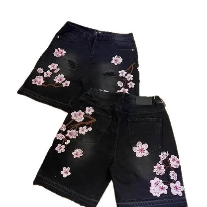 Men's Cherry Blossom Denim Shorts