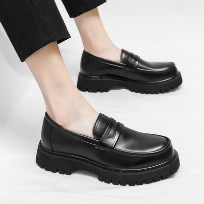 Erabyte Men's Open Toe Casual Shoes in black, featuring a sleek design with a chunky sole and slip-on style.