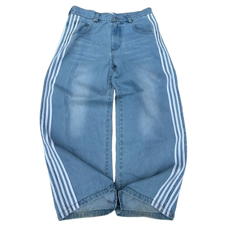Retro Striped Wide-Leg Jeans