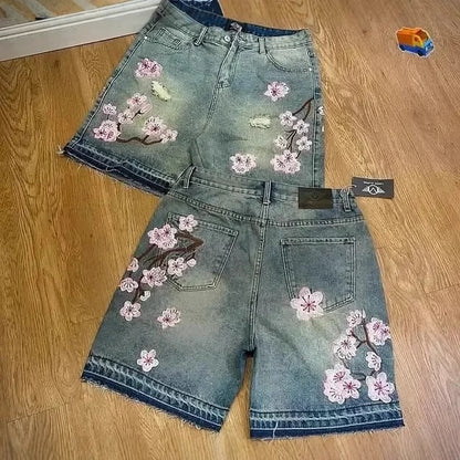 Men's Cherry Blossom Denim Shorts