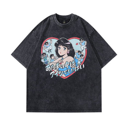 Cartoon Print Washed Tee