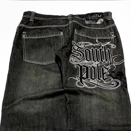 Vintage Letter-Embroidered Loose Jeans - photo 4