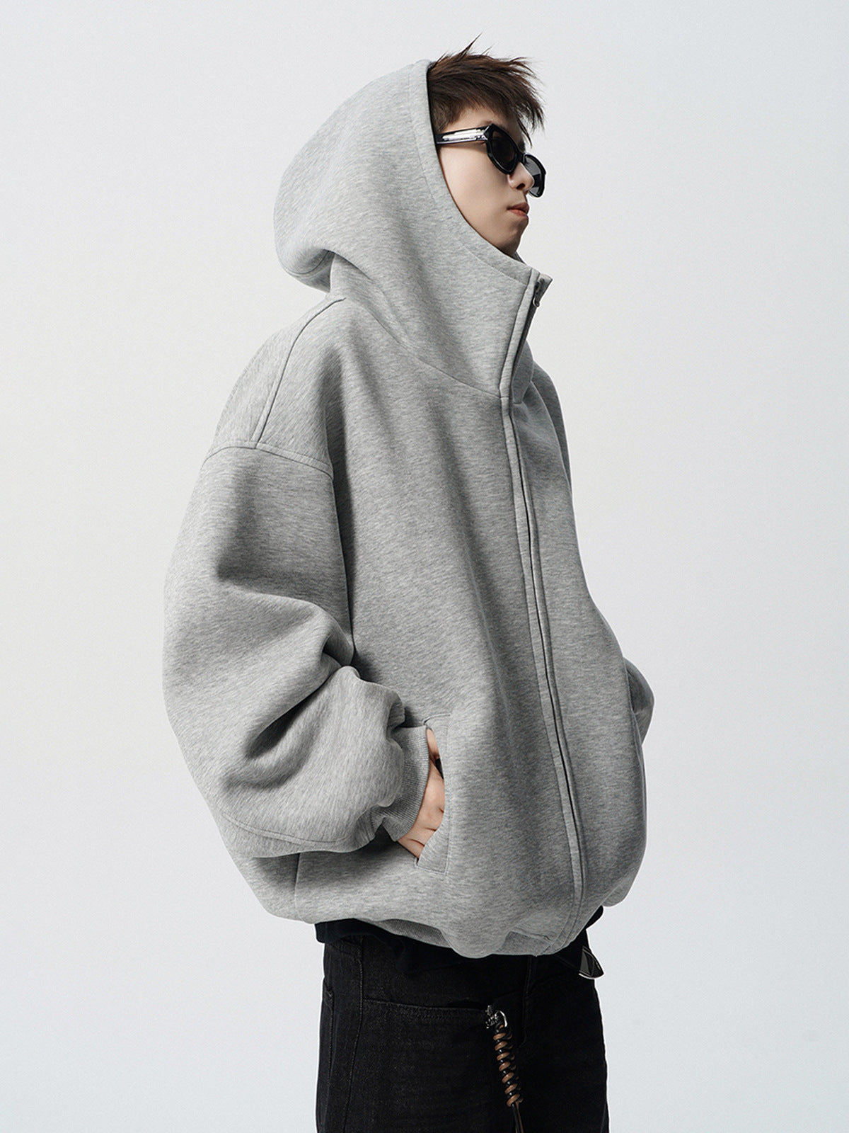 Heavyweight Mens Hooded Cardigan Sweatshirt