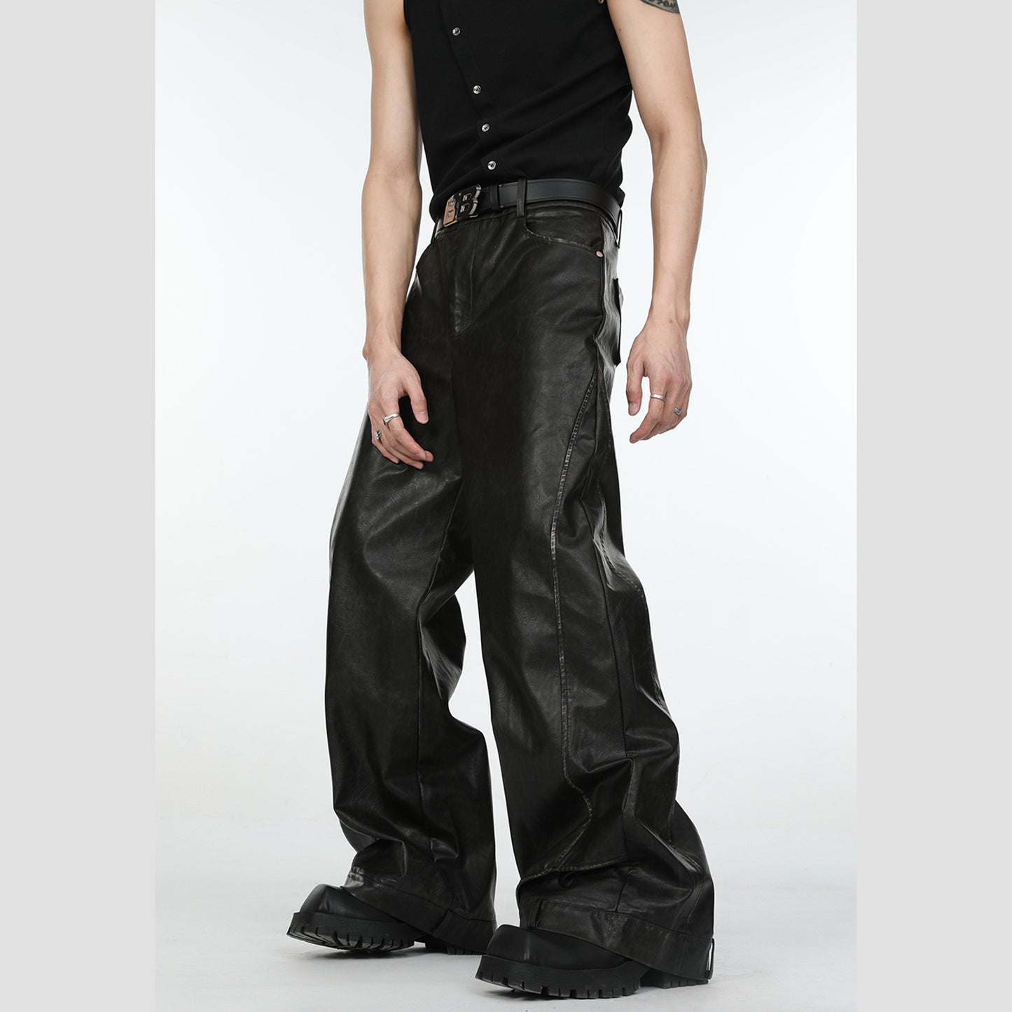 Retro Deconstructed Straight Leg Casual Pants