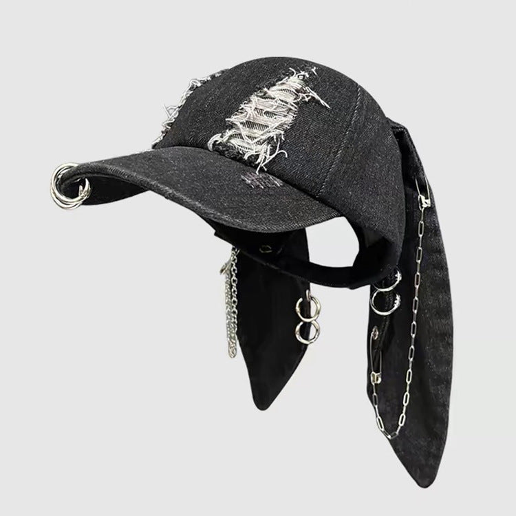 Punk Rabbit Ear Baseball Cap with Chains - photo 3