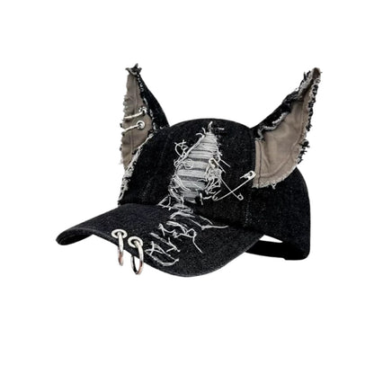 Punk Rabbit Ear Baseball Cap with Chains - photo 6