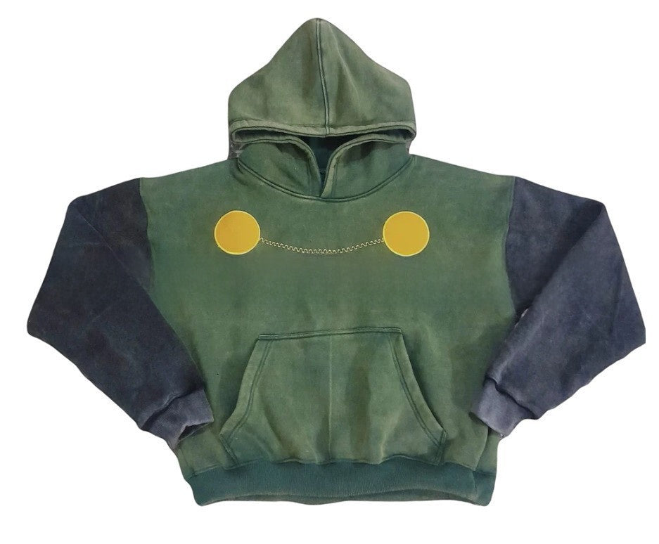 Digital Print Hooded Long-Sleeve Top