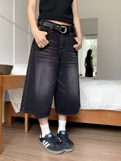 Vintage Distressed Denim Capris
