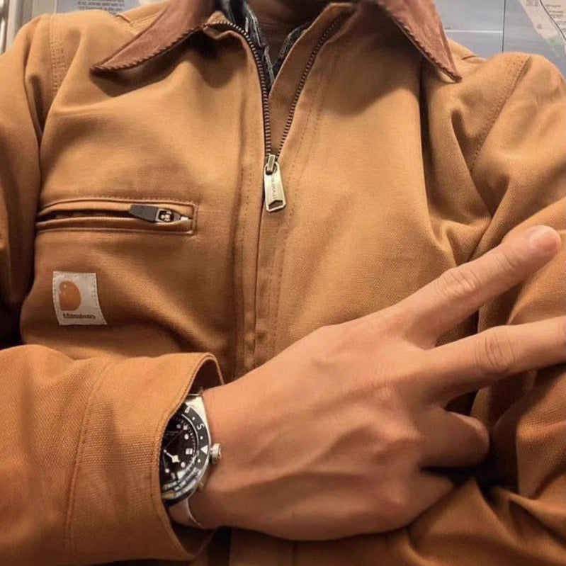 Washed Canvas Lapel Coat