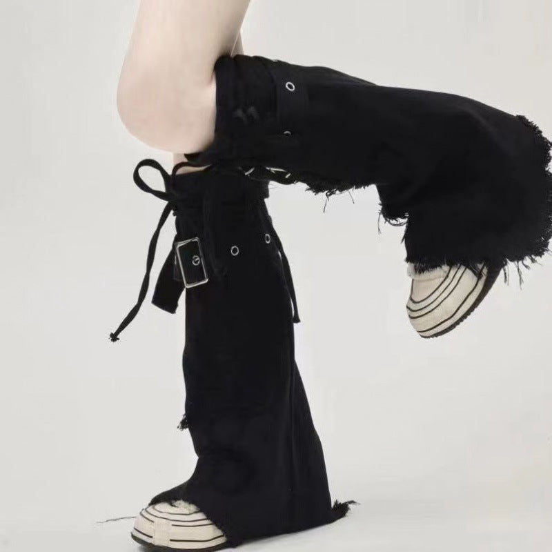Y2K Cross-Print Denim Leg Covers - photo 4