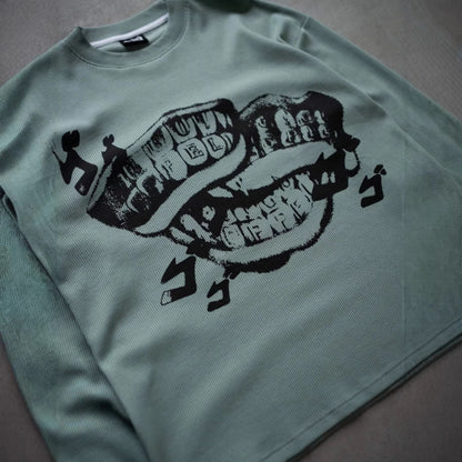 Retro Print Crewneck Pullover