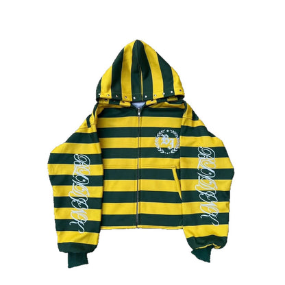 Letter Print Loose Fit Zipper Hoodie