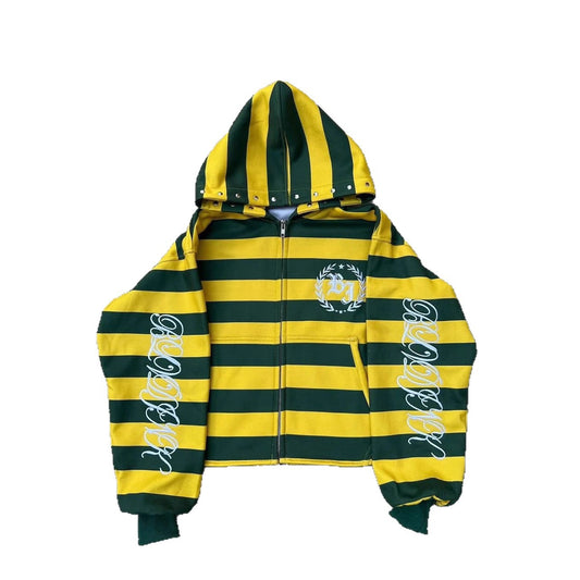 Letter Print Loose Fit Zipper Hoodie