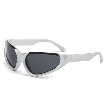 Erabyte Punk Style Half Frame Sunglasses with a sleek design and dark lenses, ideal for outdoor cycling.