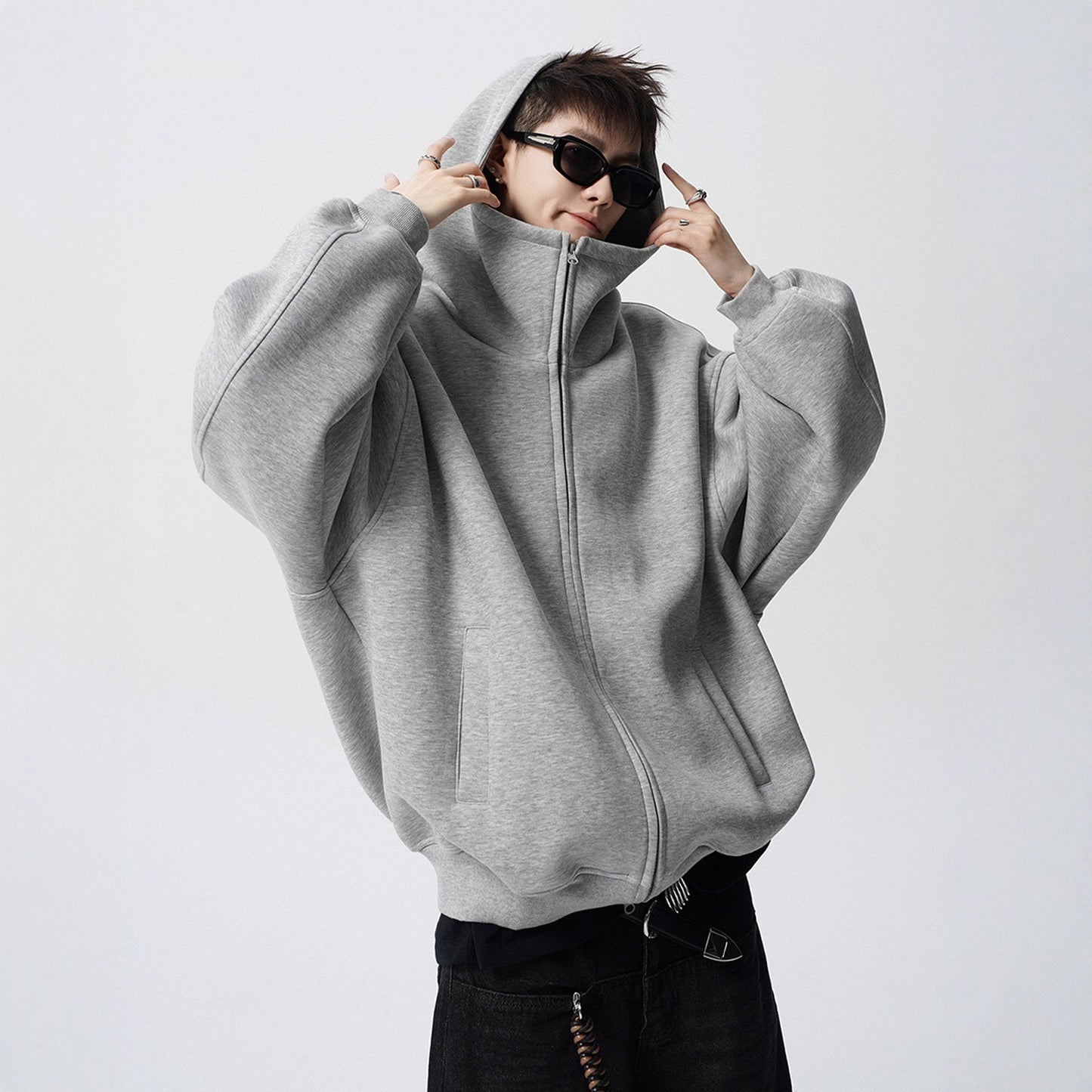 Heavyweight Mens Hooded Cardigan Sweatshirt