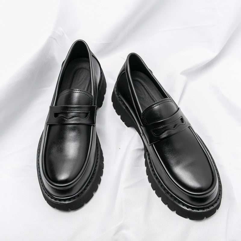 Erabyte Men's Open Toe Casual Shoes in black leather with a sleek design and textured sole. Ideal for casual wear.