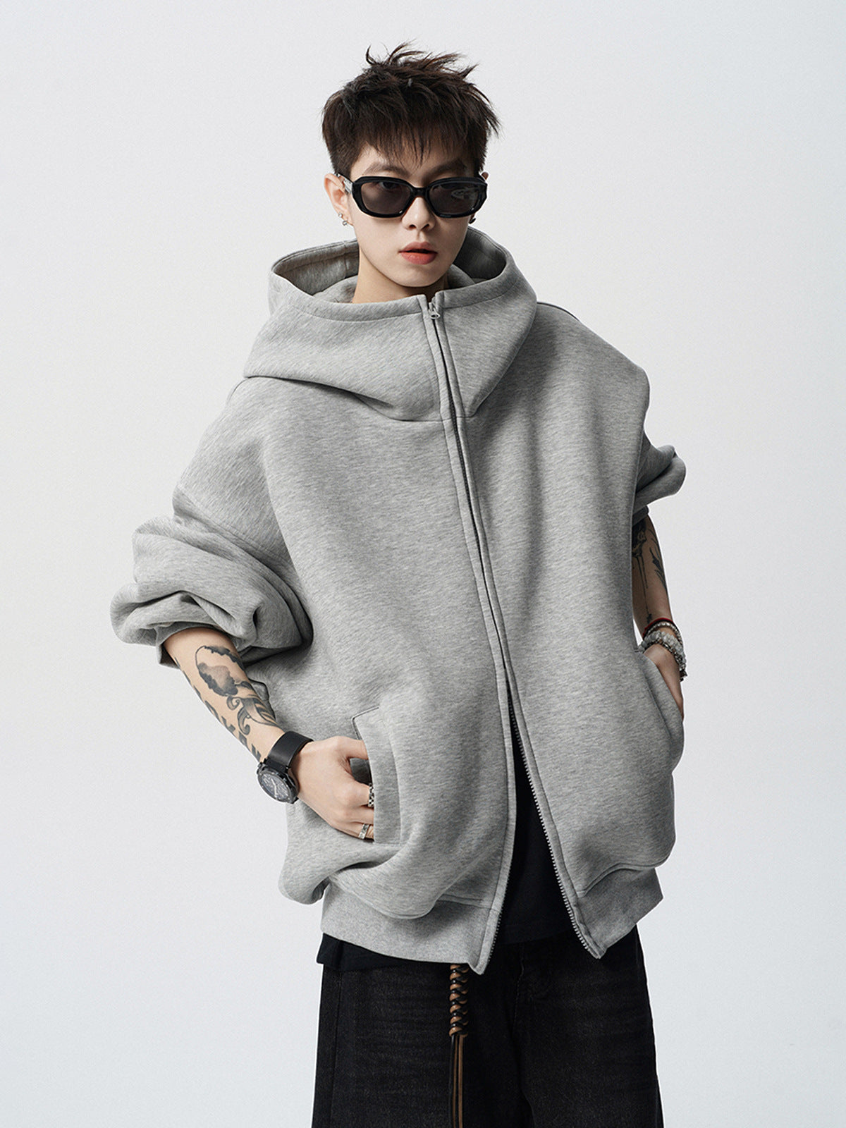 Heavyweight Mens Hooded Cardigan Sweatshirt
