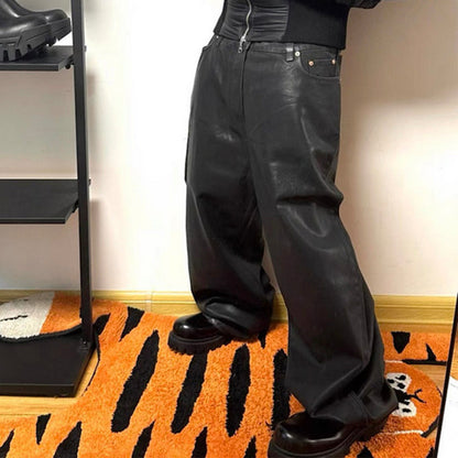 Waxed Coated Black Straight-Leg Jeans