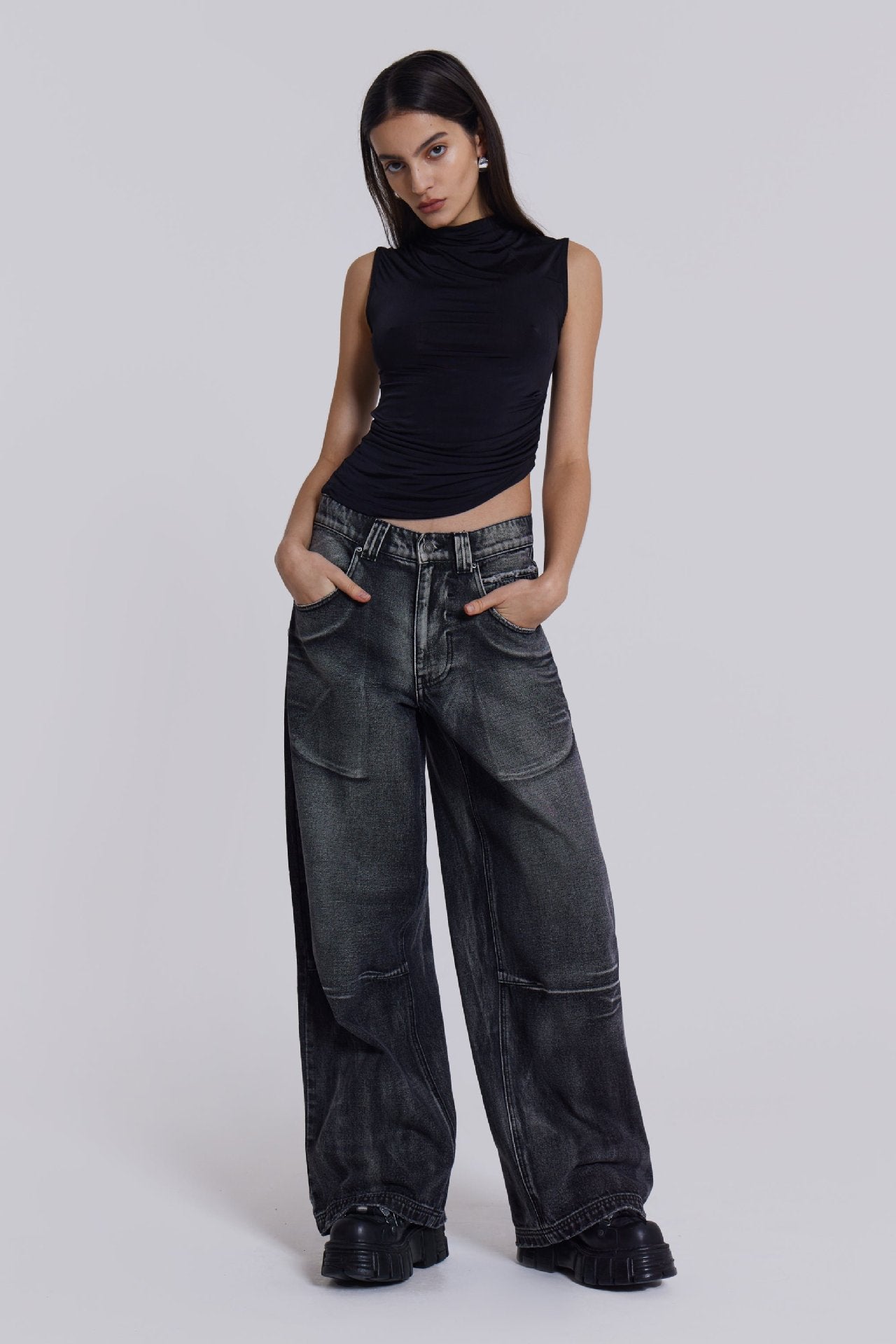 Vintage Gradient Wash Wide Leg Jeans