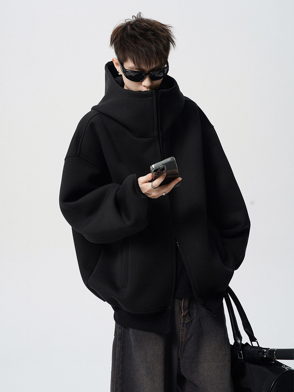 Heavyweight Mens Hooded Cardigan Sweatshirt