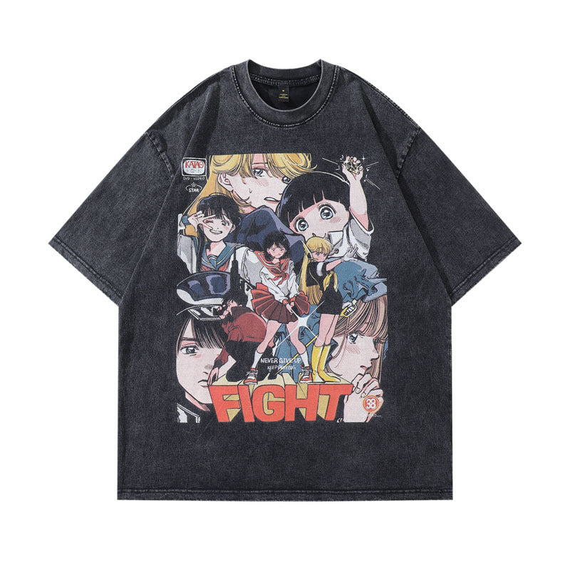 Cartoon Print Washed Tee
