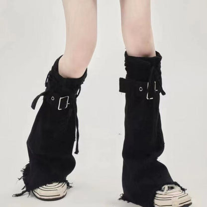 Y2K Cross-Print Denim Leg Covers - photo 3