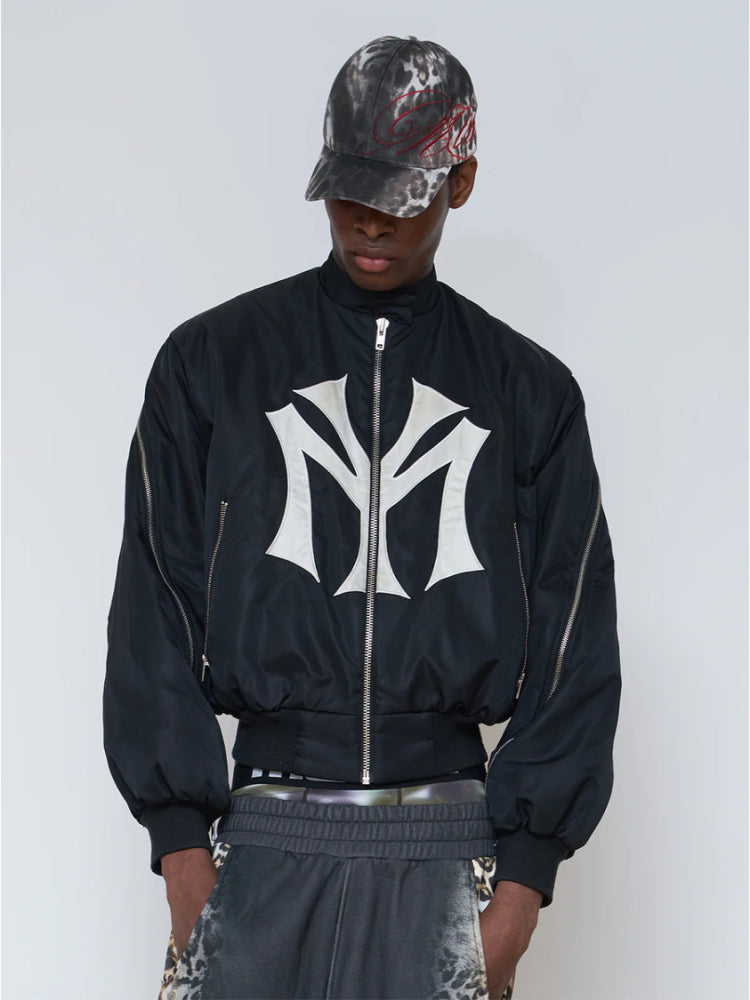 Graphic Print Zip Bomber Jacket