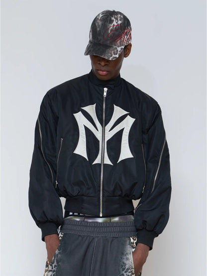 Graphic Print Zip Bomber Jacket