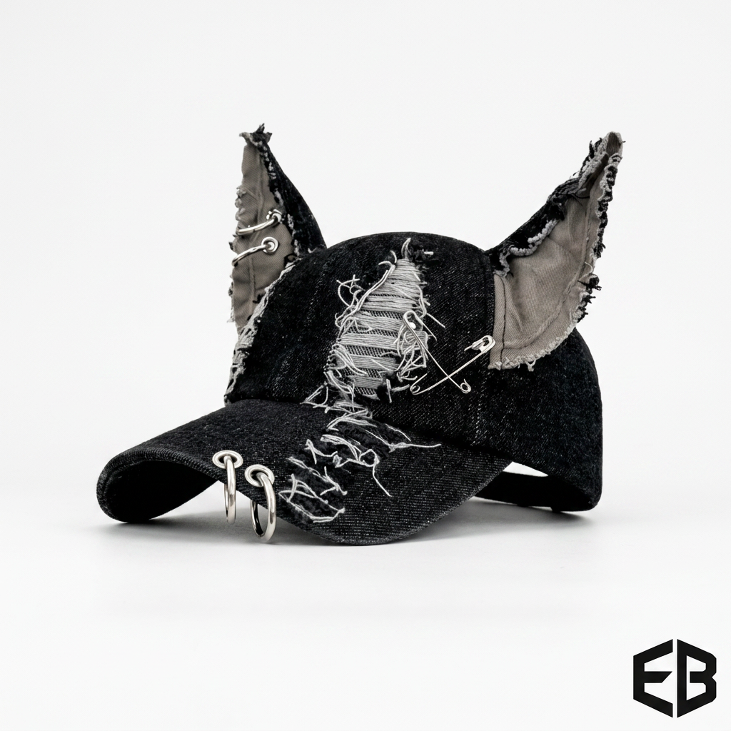 Punk Rabbit Ear Baseball Cap with Chains