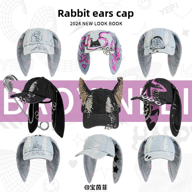 Trendy Rabbit Ear Denim Baseball Cap