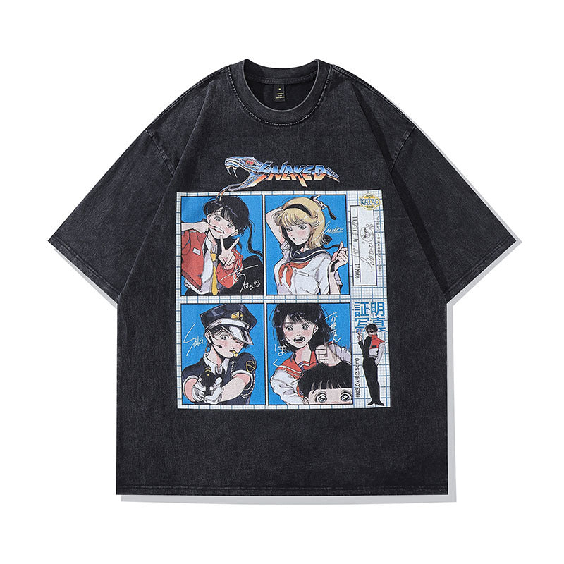 Cartoon Print Washed Tee