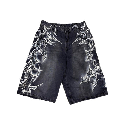 Retro Gothic Denim Shorts