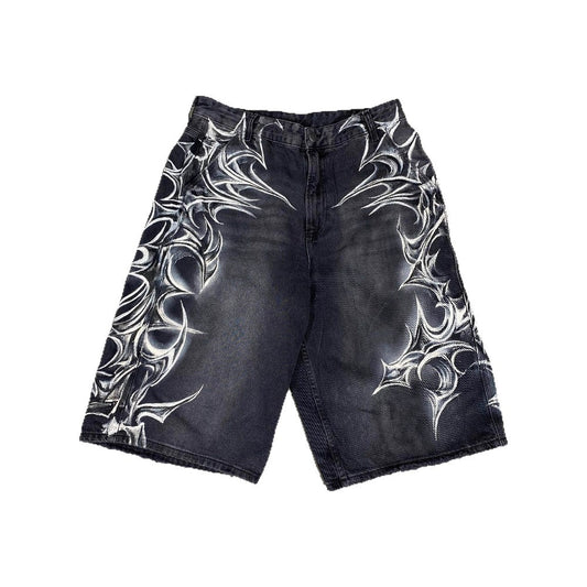 Retro Gothic Denim Shorts