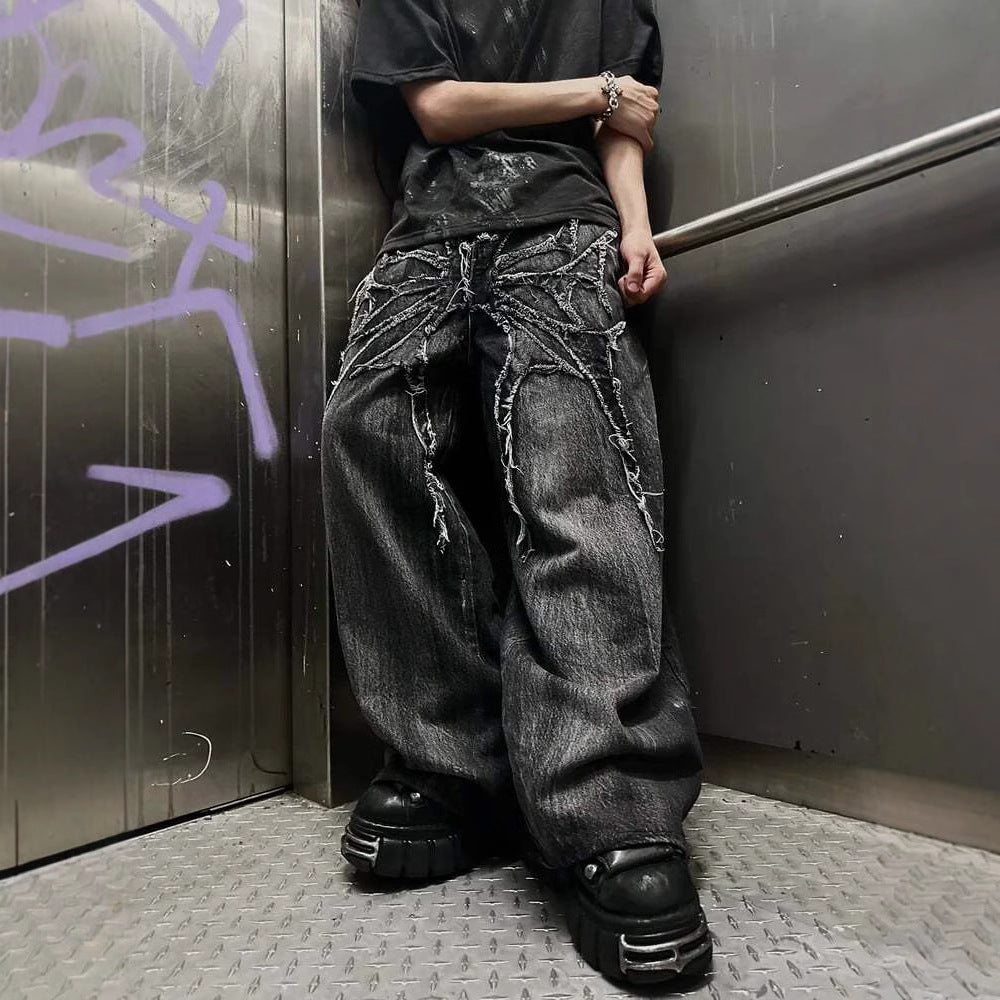 Y2K Wide-Leg High-Waist Jeans Charcoal