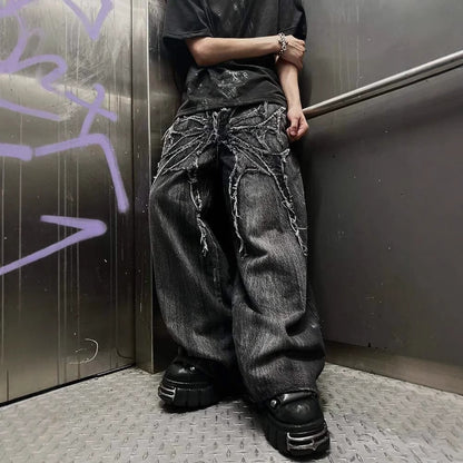 Y2K Wide-Leg High-Waist Jeans Charcoal