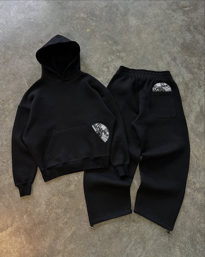 Retro Print Hoodie & Trousers Set