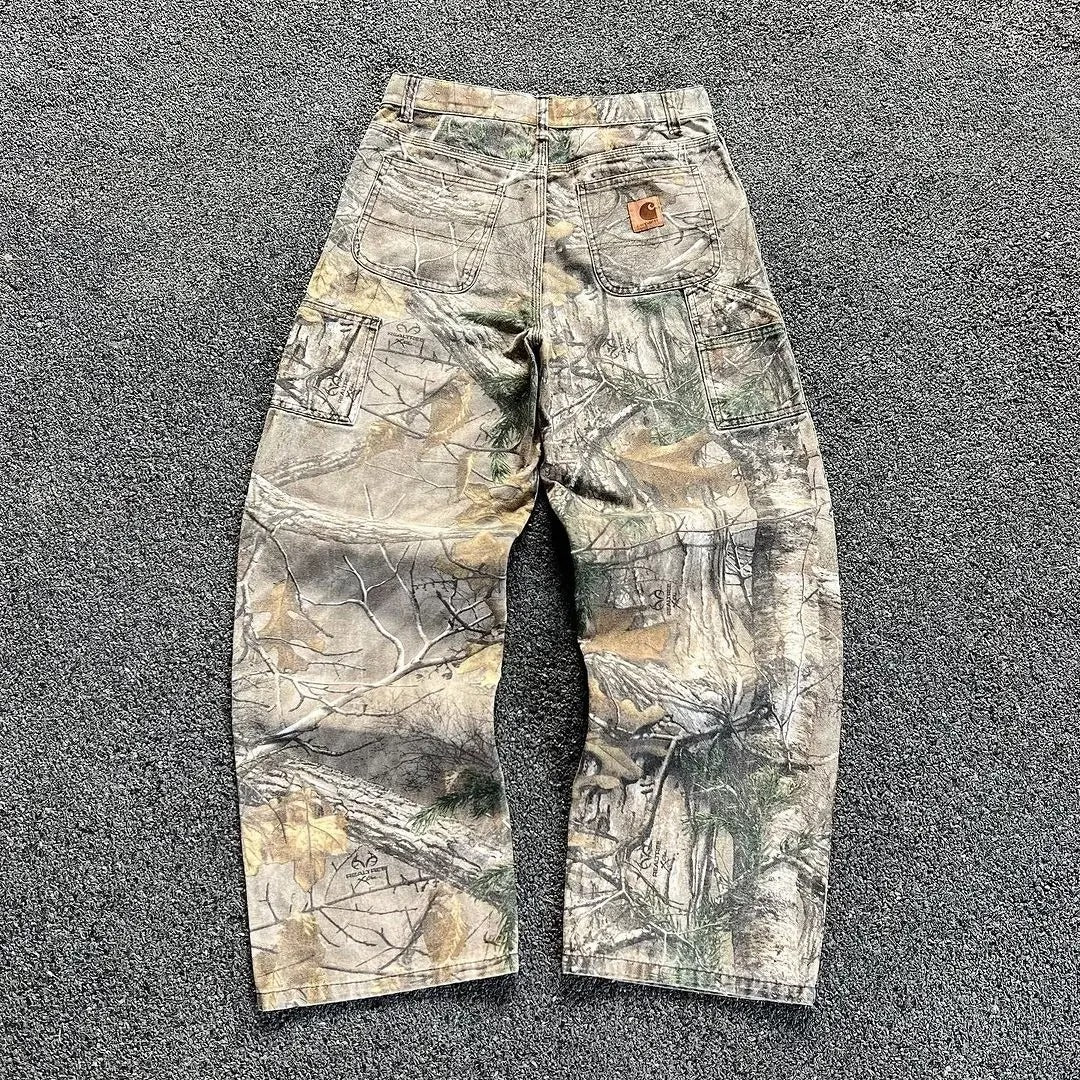 Washed Camo Denim Pants