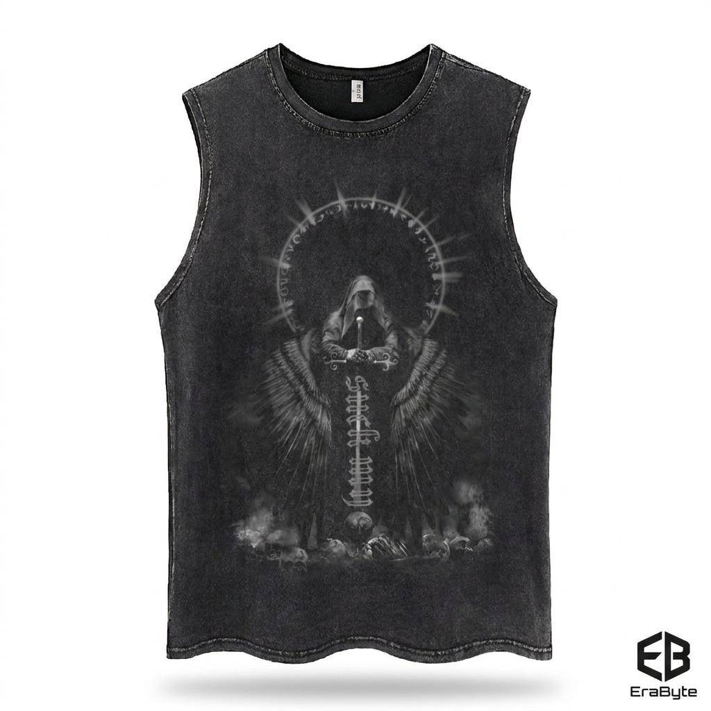 Washed Cotton Sleeveless Shirt
