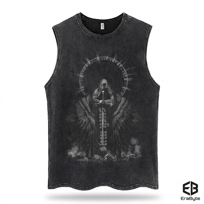 Washed Cotton Sleeveless Shirt