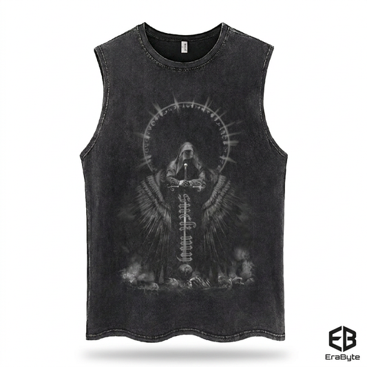 Washed Cotton Sleeveless Shirt