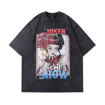 Cartoon Print Washed Tee