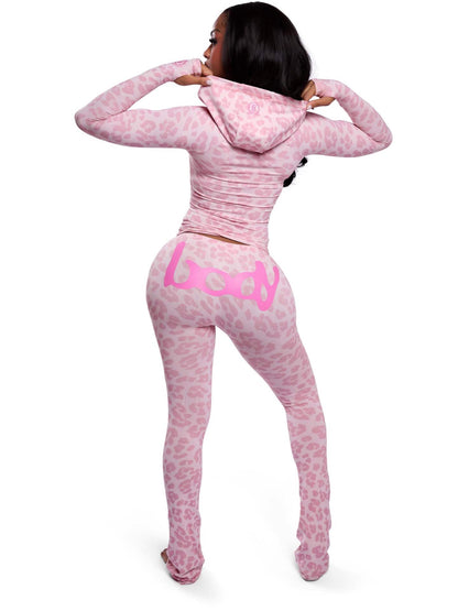 Leopard Print Hooded Jacket & Pants Set - photo 5