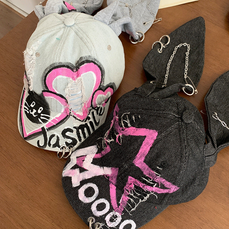 Trendy Rabbit Ear Denim Baseball Cap
